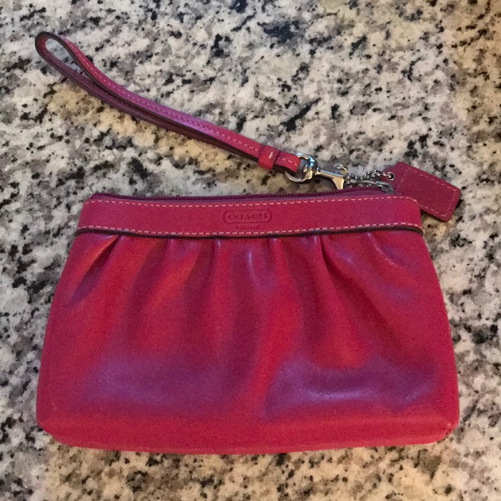 COACH Hot Pink Leather Wristlet